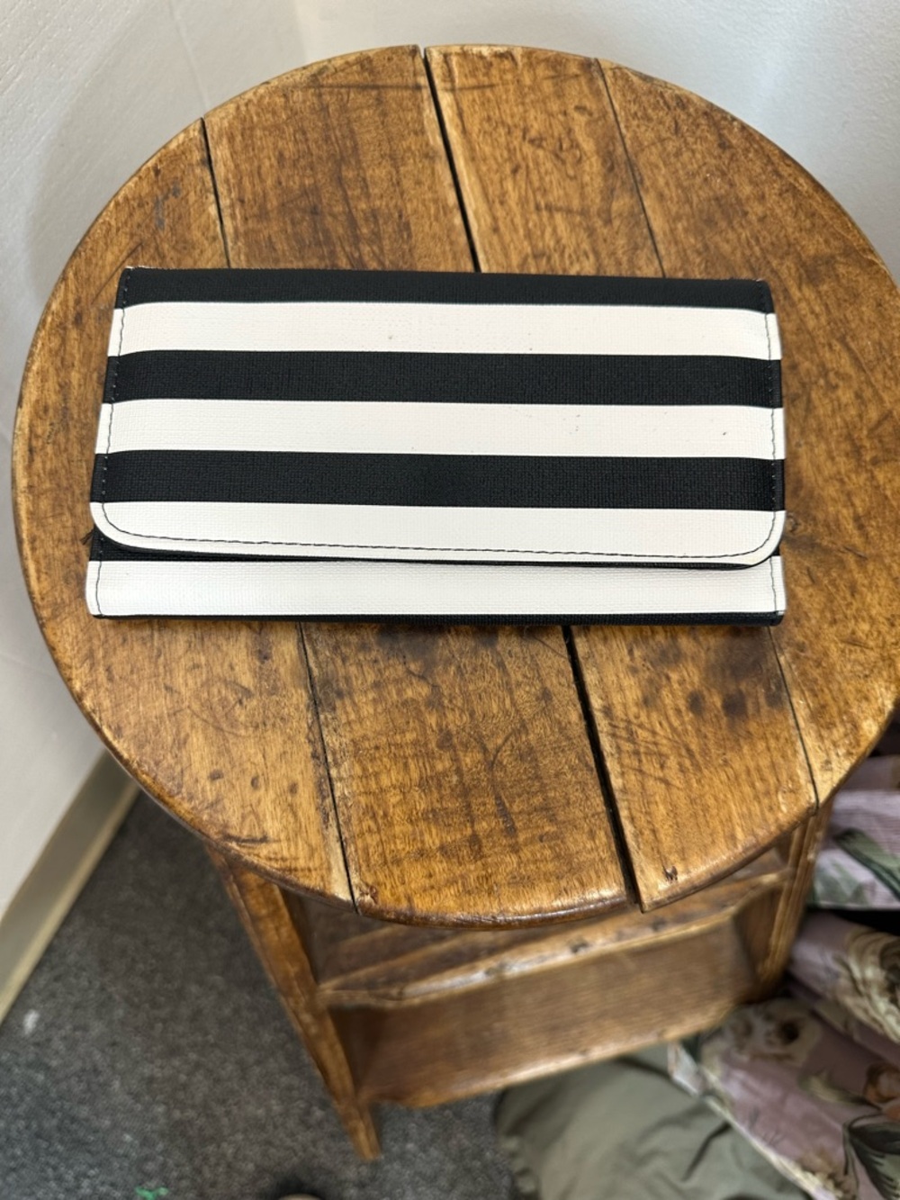 Kut From the Cloth Black and White Striped Wallet Mod Punk Minimalist Maximalist